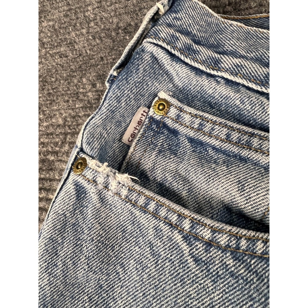Vintage Carhartt Relaxed Fit Jeans Mens 32x34 Distressed Hem USA Workwear - Picture 10 of 16